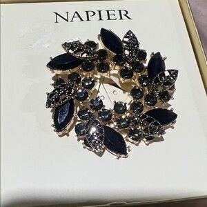 Napier Midnight Blue and Gold Brooch
